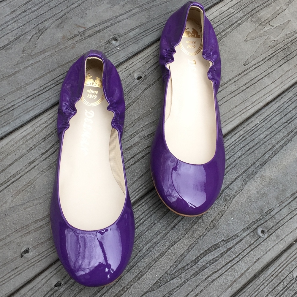 NEW Delman Purple Patent Leather Ballet Flats